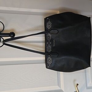 Franco Sarto Black Studded Leather Tote Bag